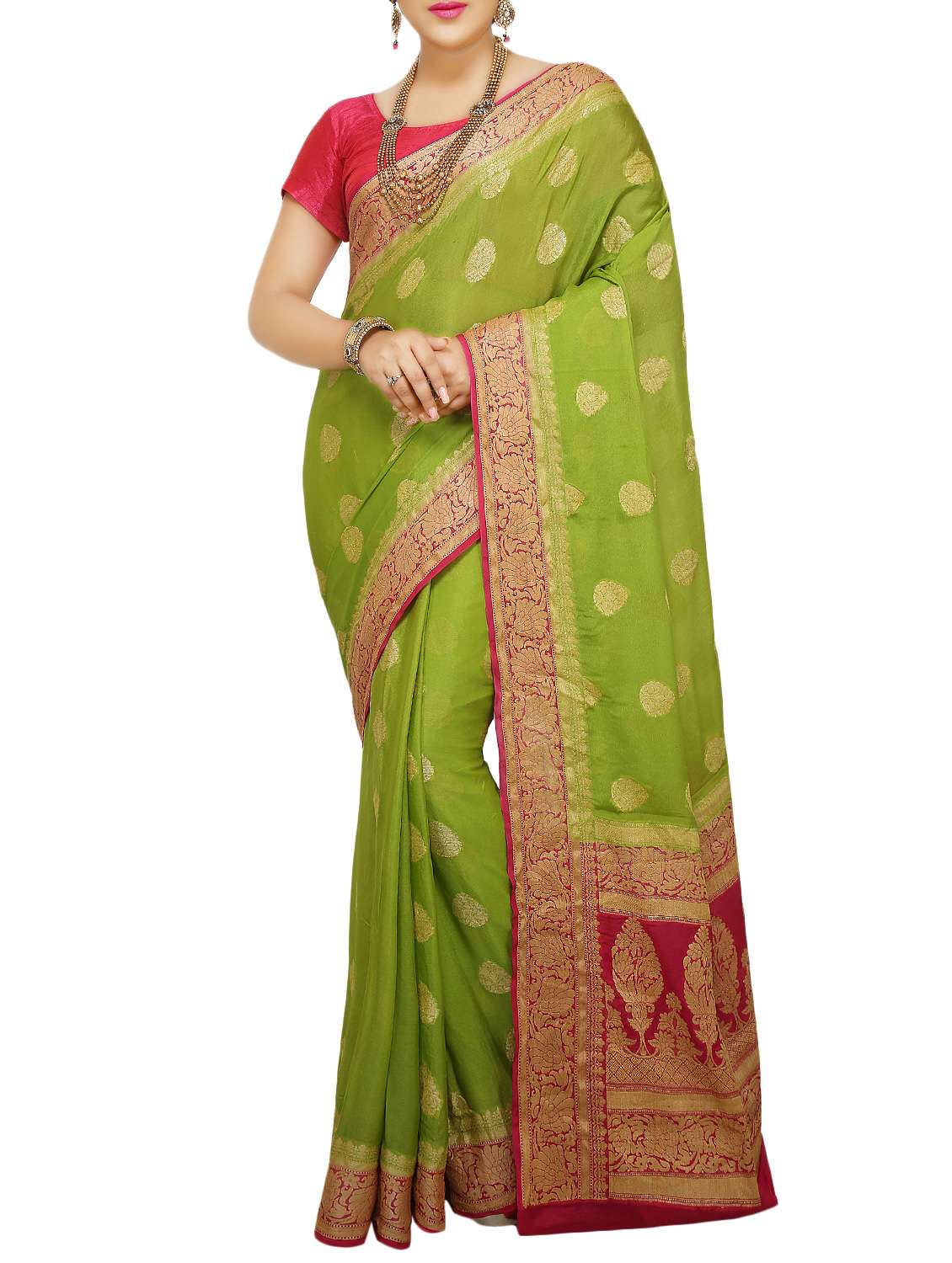 zari woven banarasi chiffon saree with blouse