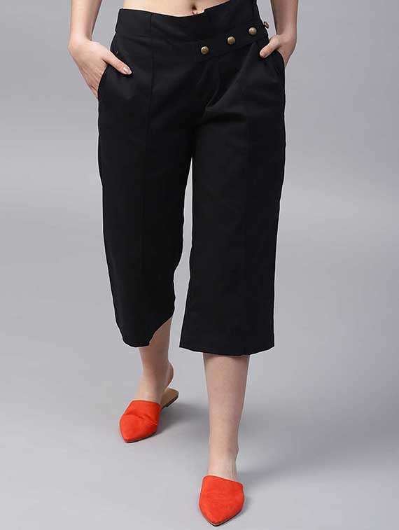 solid pleated culottes