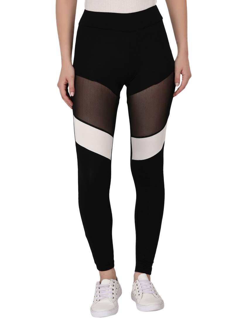 sheer panel high rise track pant