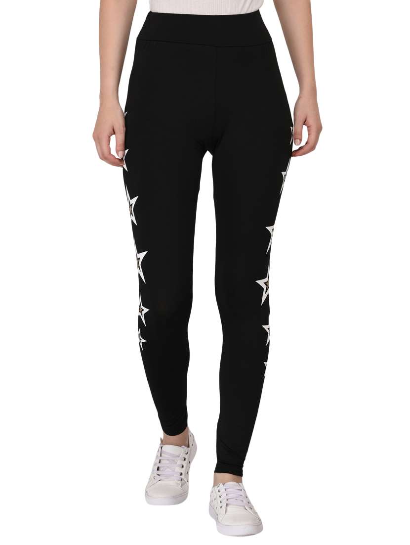 high rise star print track pant