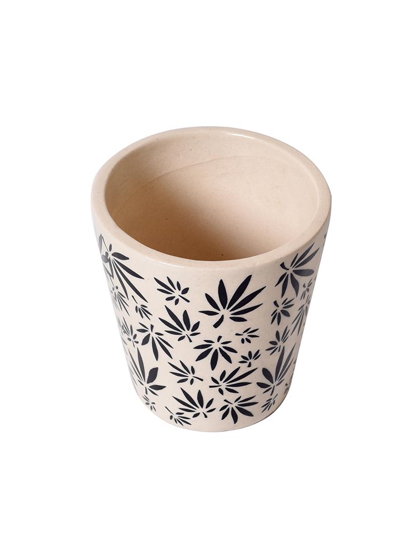 handcrafted floral off-white ceramic planter pot - 15325694 - Standard Image - 2