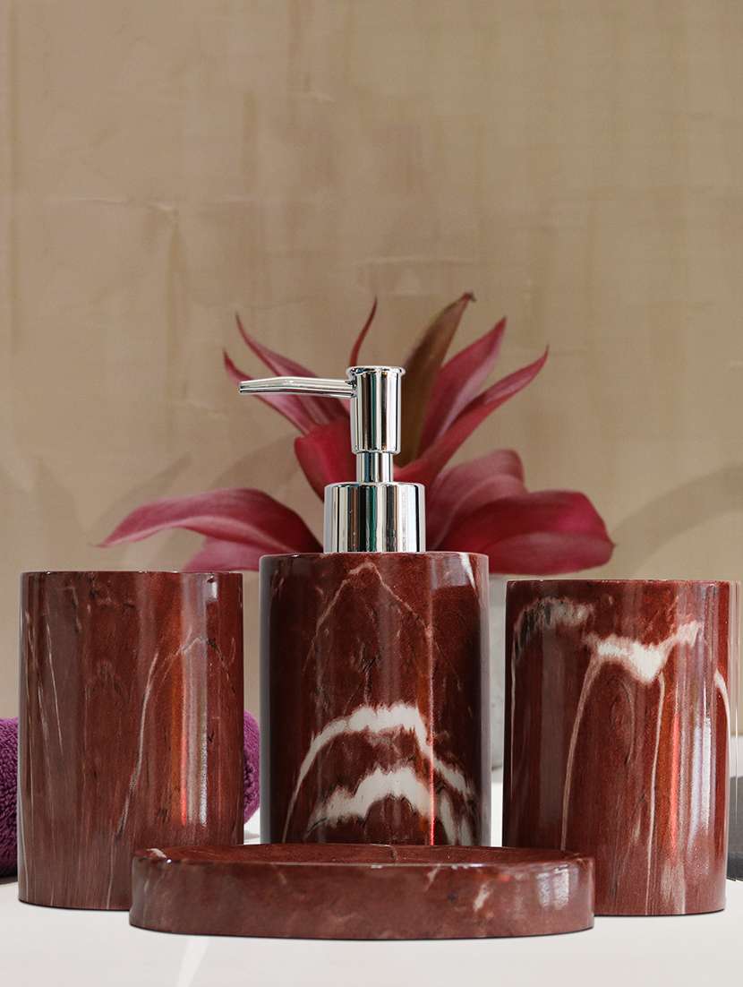 polyresin bath set collection of liquid soap dispenser, toothbrush holder, tumbler and soap dish - 15327402 - Zoom Image - 0