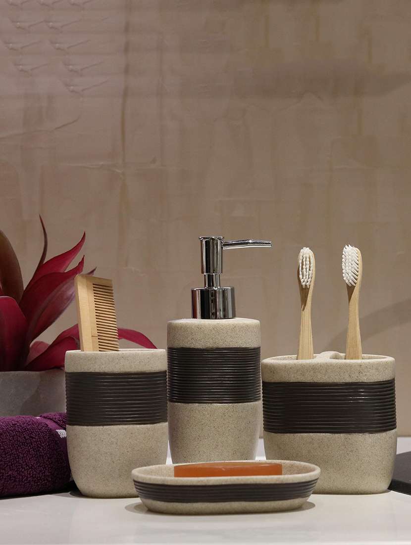 beige polyresin bath accessory