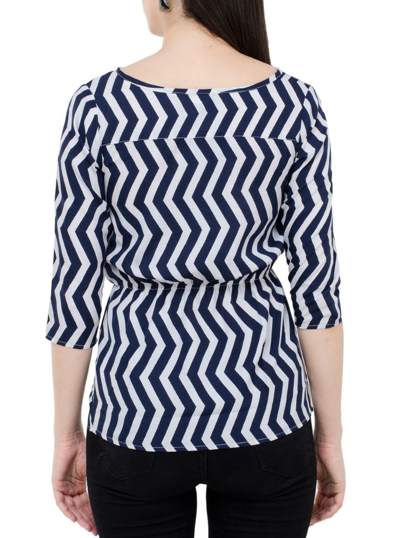chevron boat neck top - 15331433 - Standard Image - 2