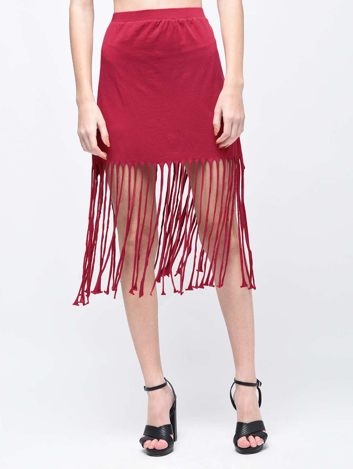 fringed a-line skirt