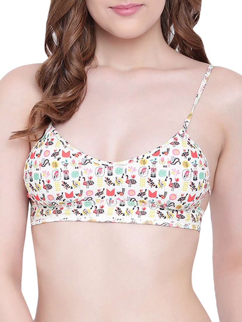 printed plunge bra