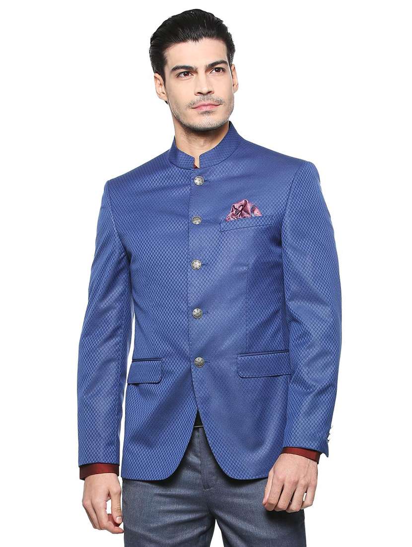 blue polyester casual blazer