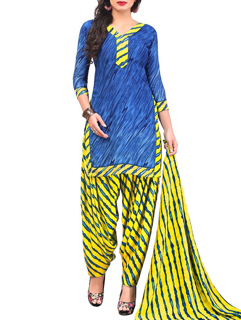 leheriya print unstitched salwar suit