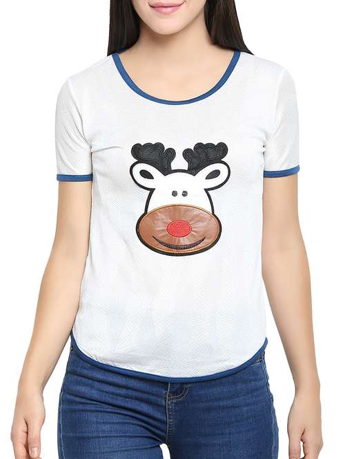 women's straight round neck top - 15336029 - Standard Image - 0