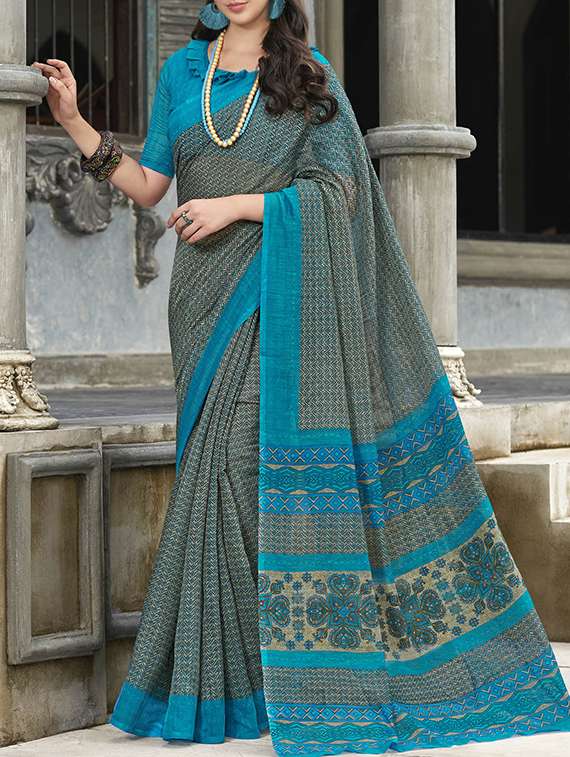 geometrical printed saree with blouse