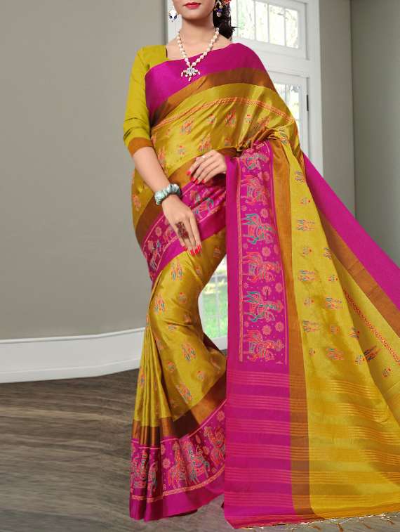 conversational pattern woven saree with blouse