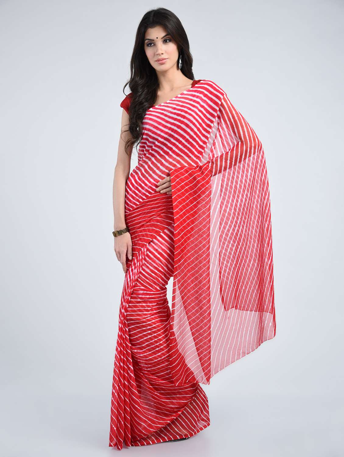 hot red leheriya saree with blouse