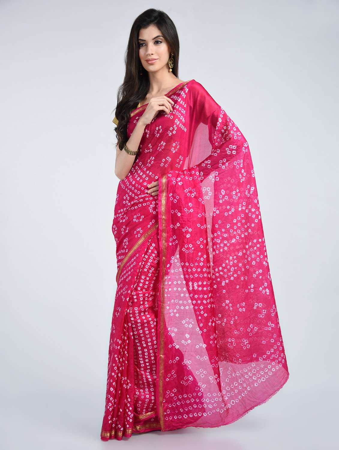 delicate border bandhani saree with blouse