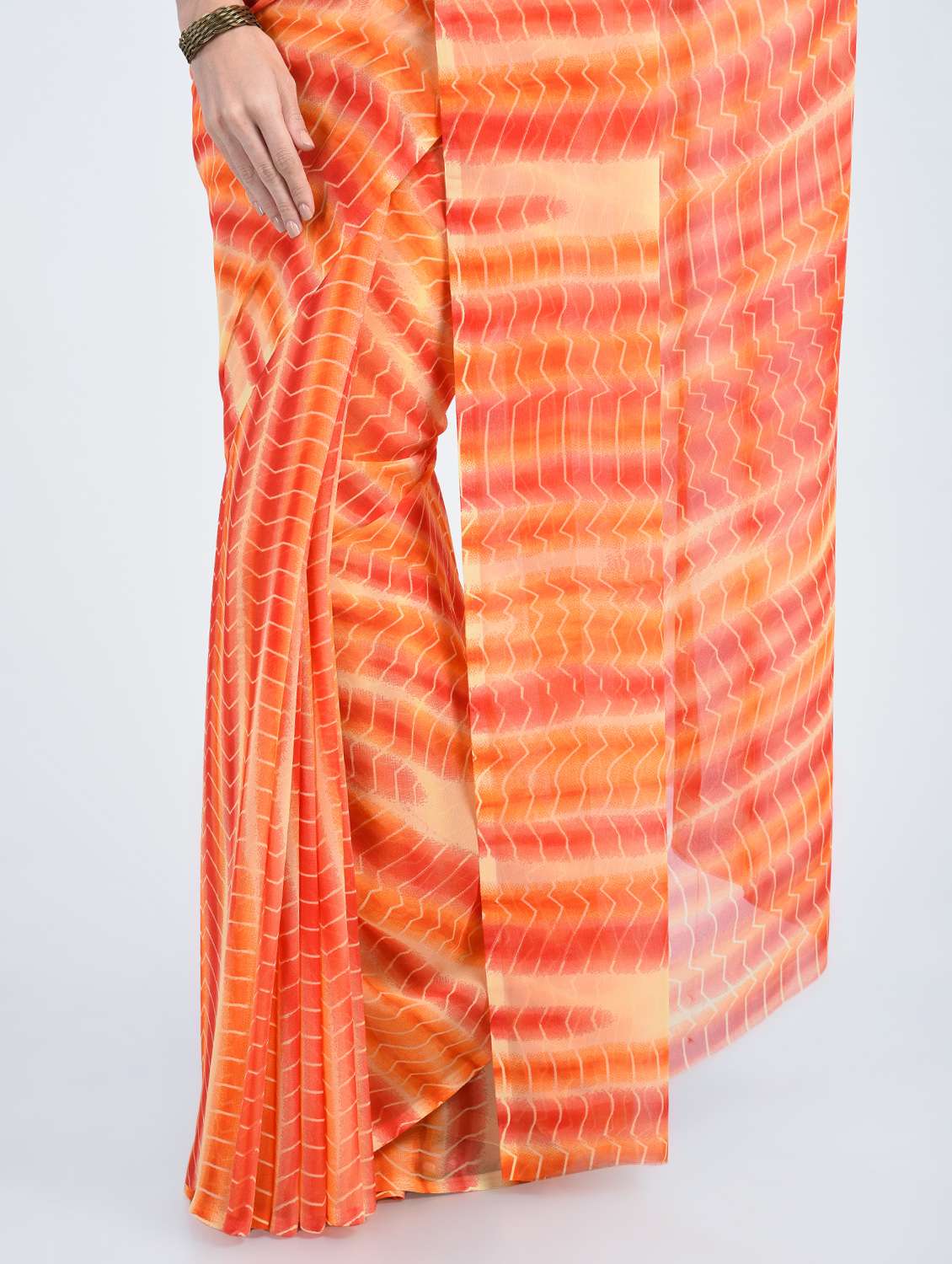 women's shibori orange colored saree with blouse - 15341341 -  Standard Image - 2