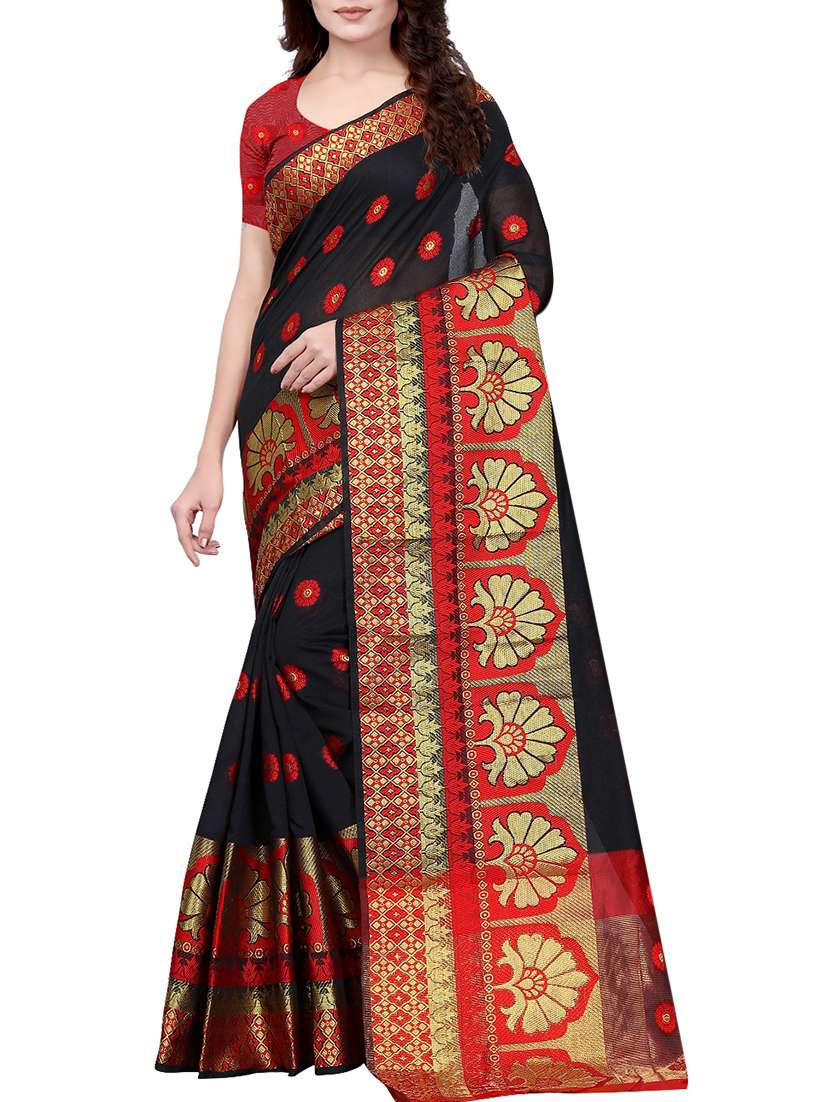 floral zari woven saree with blouse