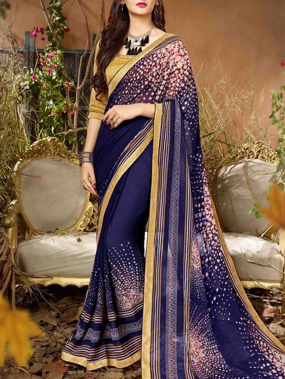 ditsy floral printed saree with blouse