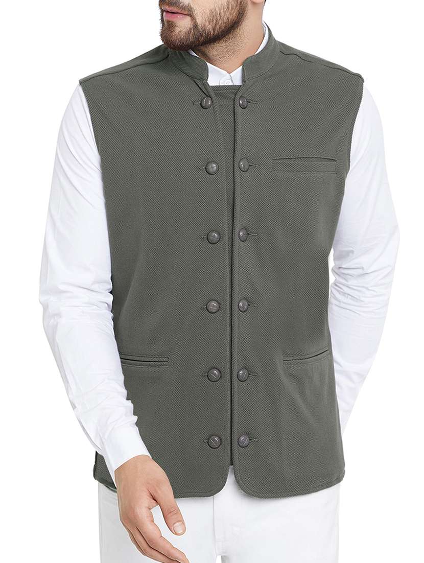 grey cotton nehru jacket