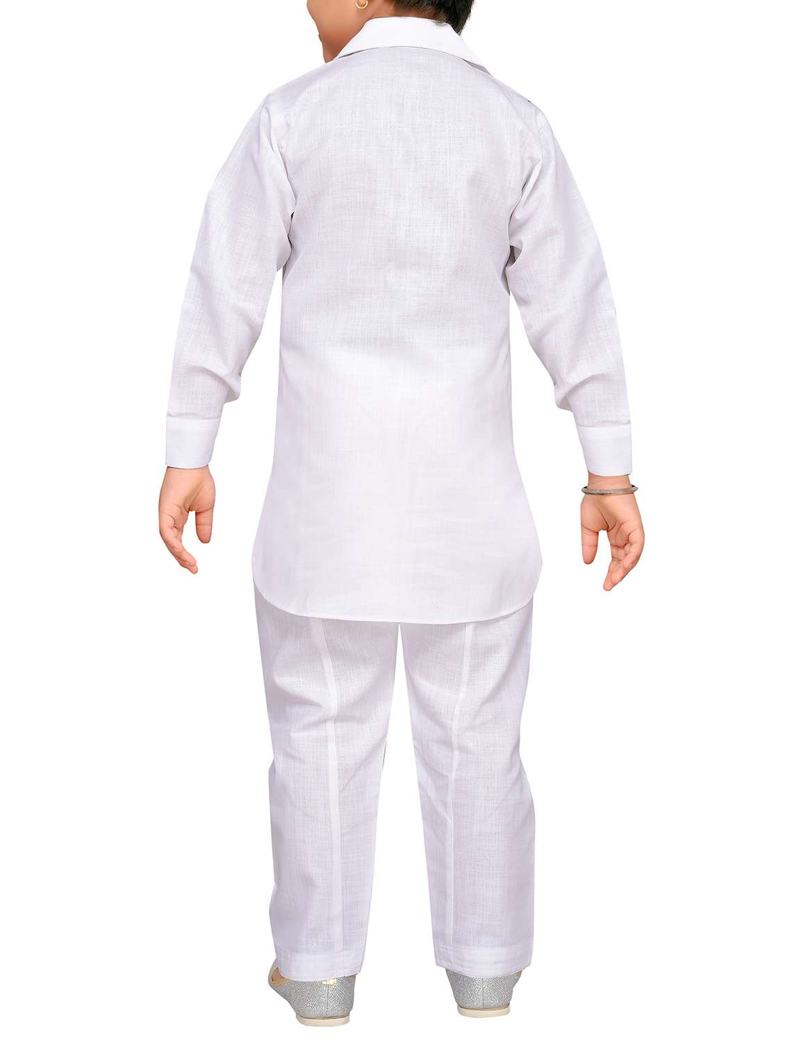 white cotton pathani kurta set - 15354079 - Standard Image - 2
