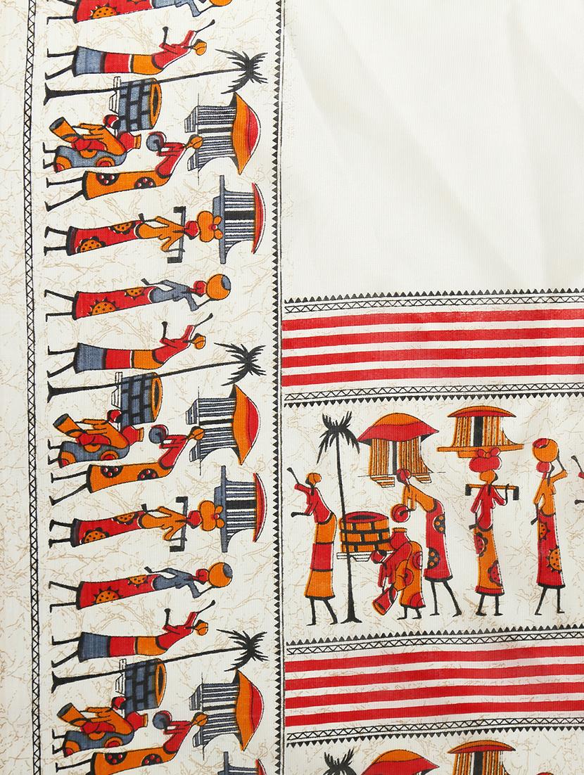 conversational bordered saree with blouse - 15354189 - Standard Image - 2