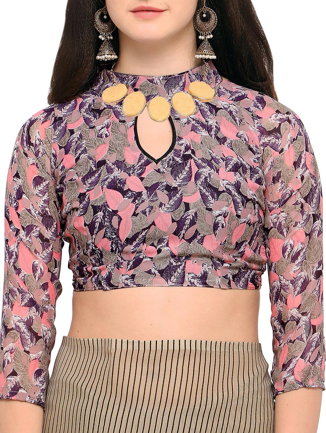 stripes printed saree with blouse - 15354202 - Standard Image - 2
