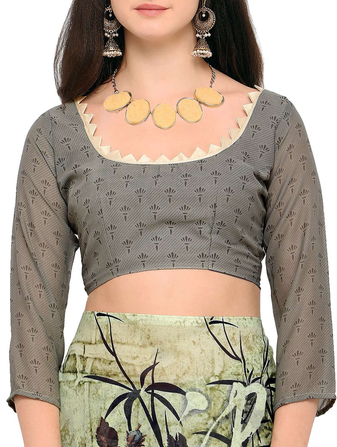 abstract printed saree with blouse - 15354215 -  Standard Image - 2