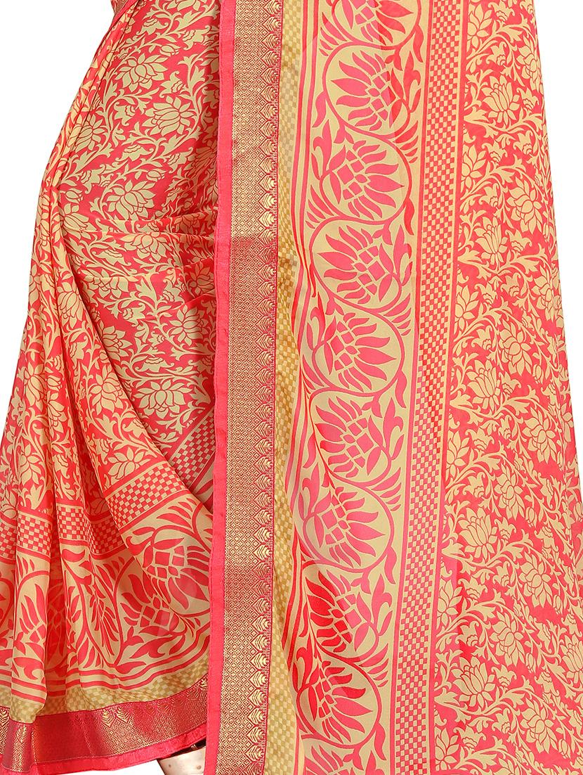 floral printed saree with blouse - 15354228 - Standard Image - 2