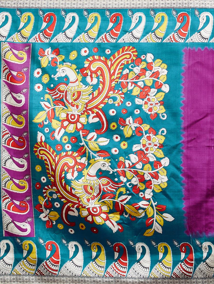 contrast bordered printed saree with blouse - 15354272 - Standard Image - 2
