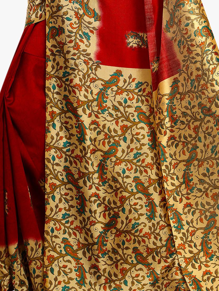 contrast bordered printed saree with blouse - 15354274 - Standard Image - 2