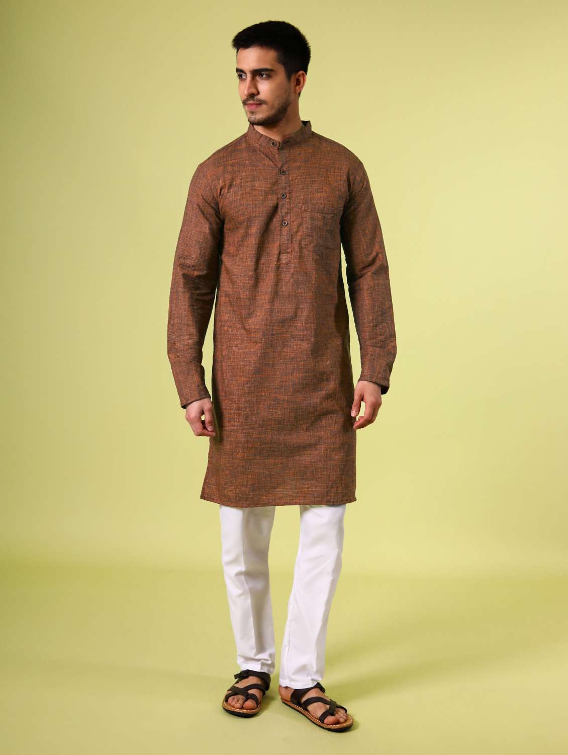 brown cotton long kurta