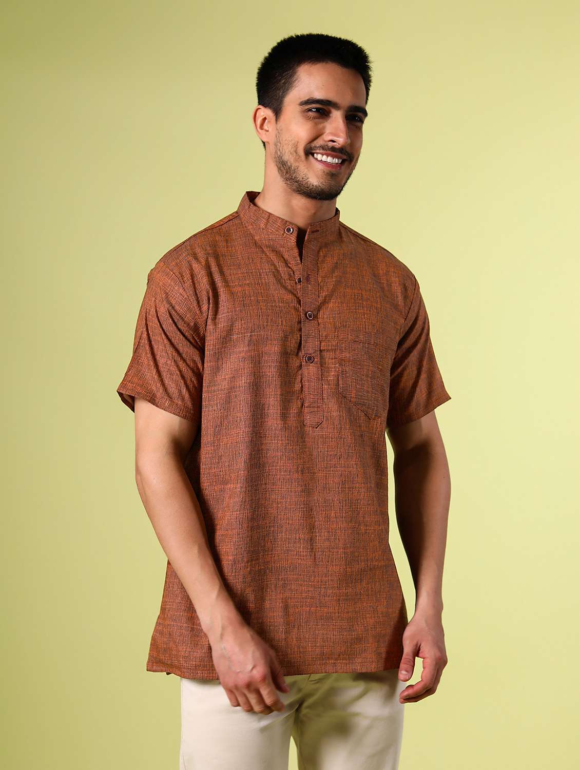 brown cotton short kurta