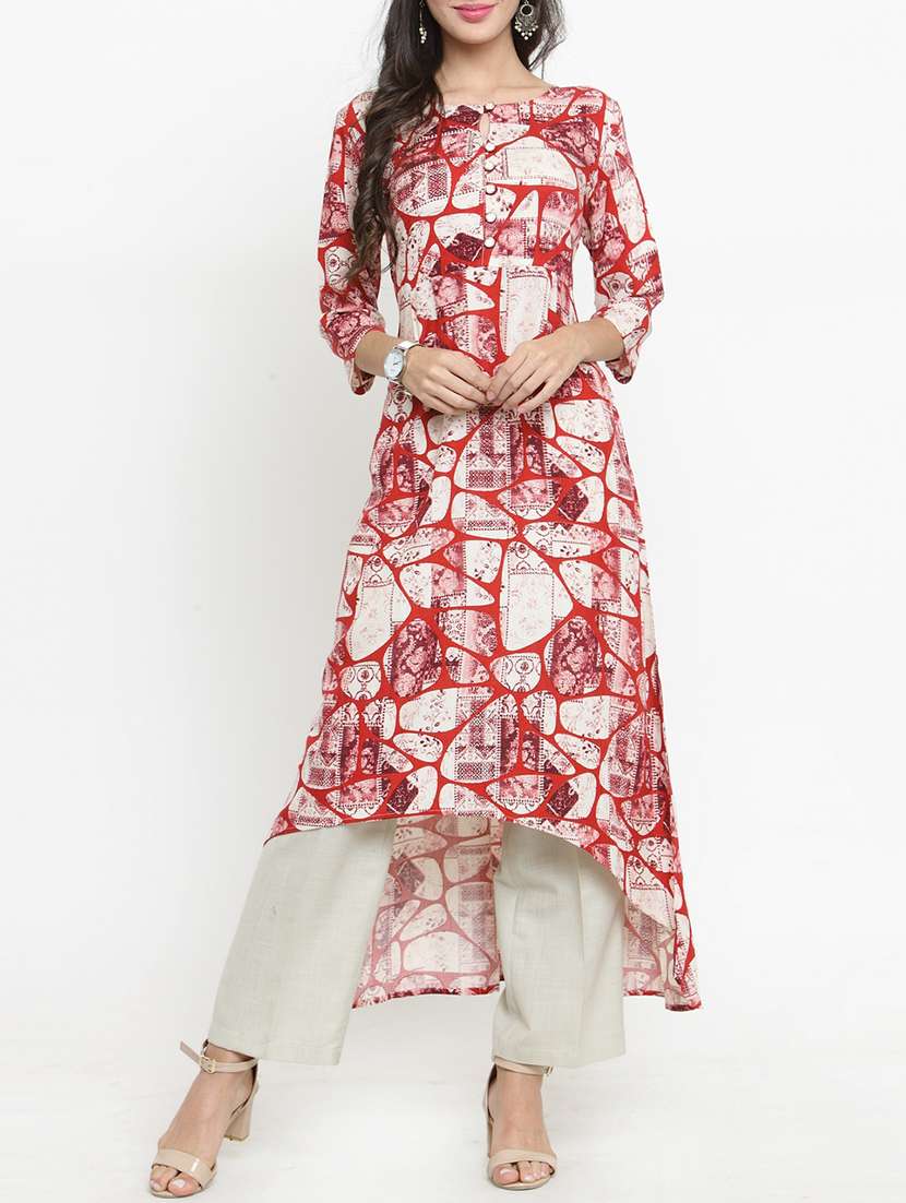 asymmetric printed kurta