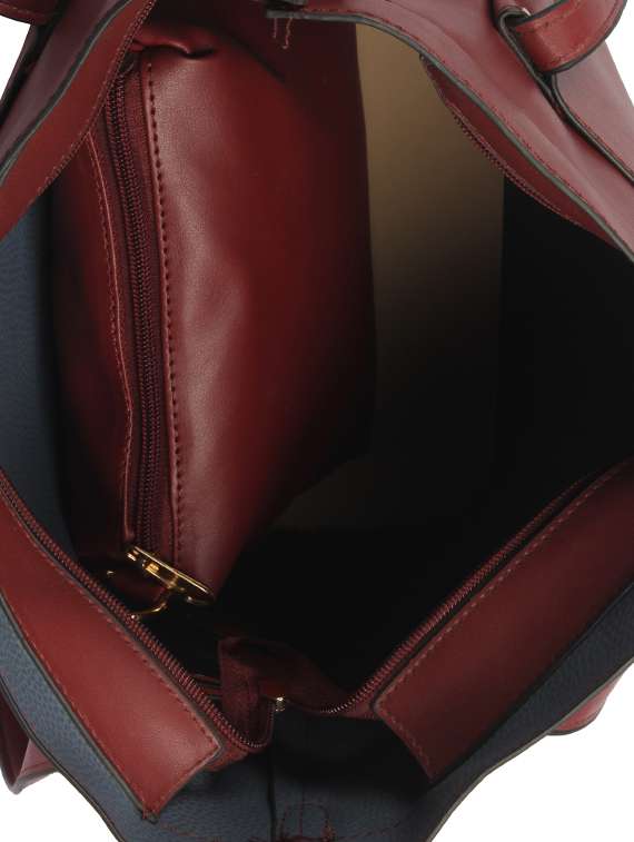 maroon leatherette (pu) combo handbag - 15360269 -  Standard Image - 2