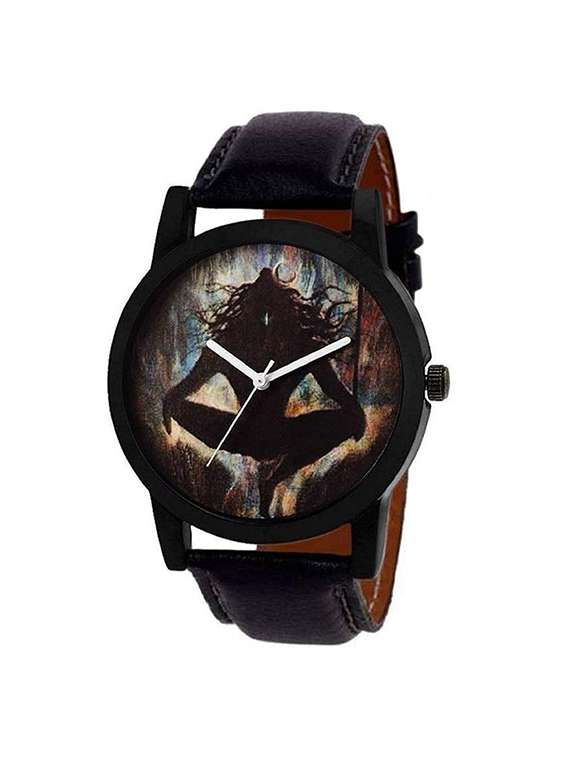 black leatherette latest analogue watches