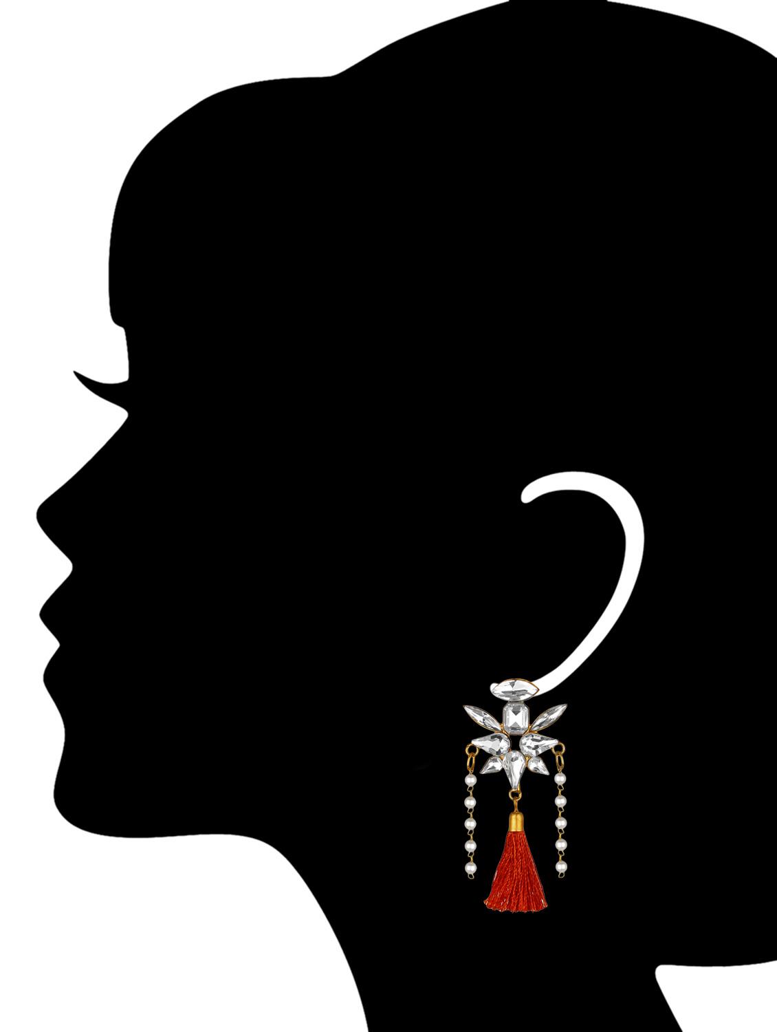 gold metal drop earring - 15363253 - Standard Image - 2