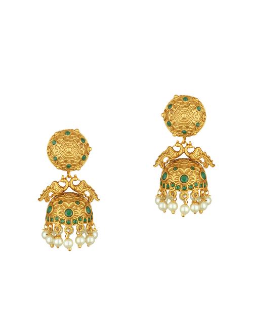 gold brass jhumka earring - 15363289 - Standard Image - 0