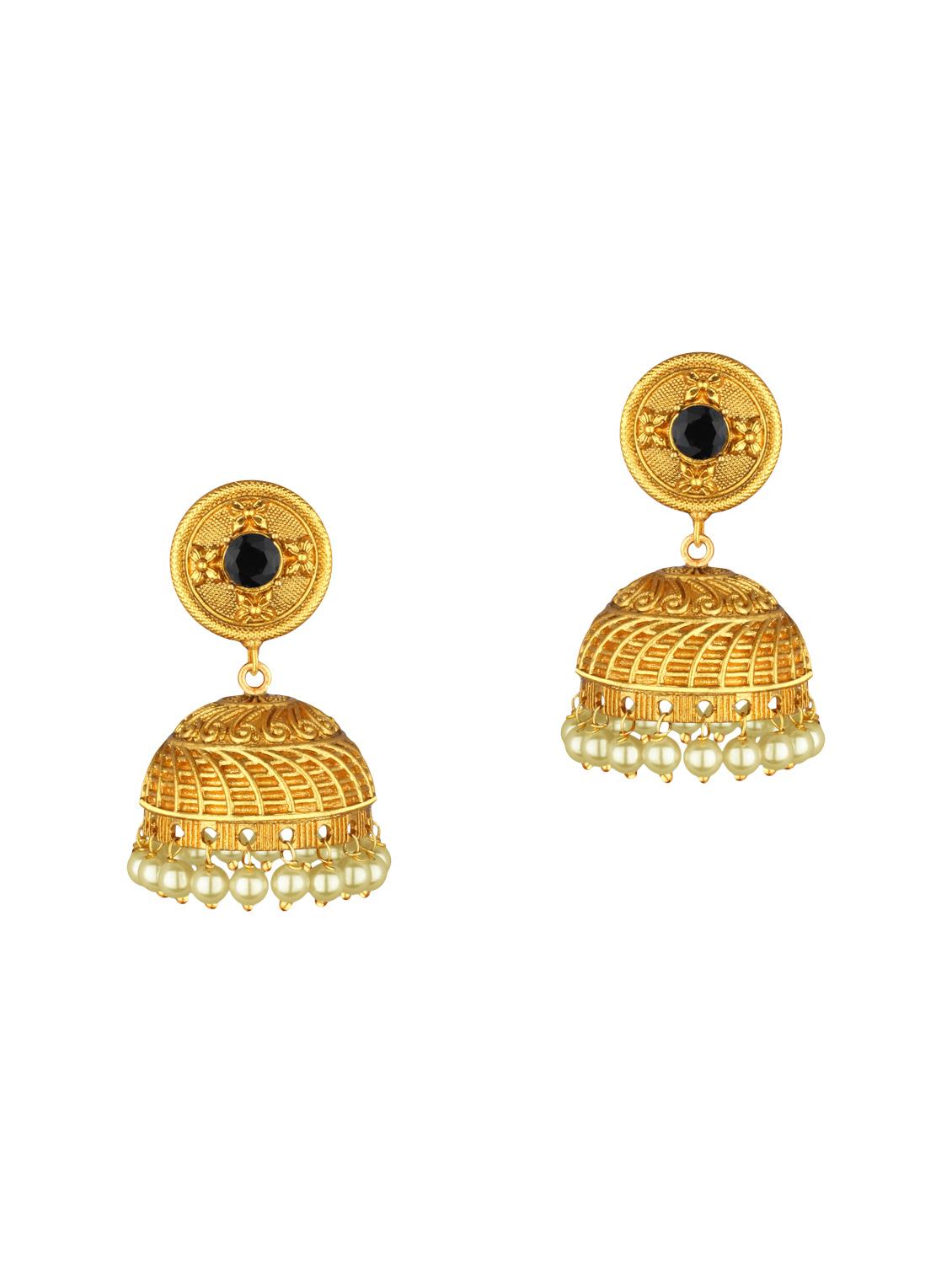 gold brass jhumka earring - 15363290 -  Zoom Image - 0