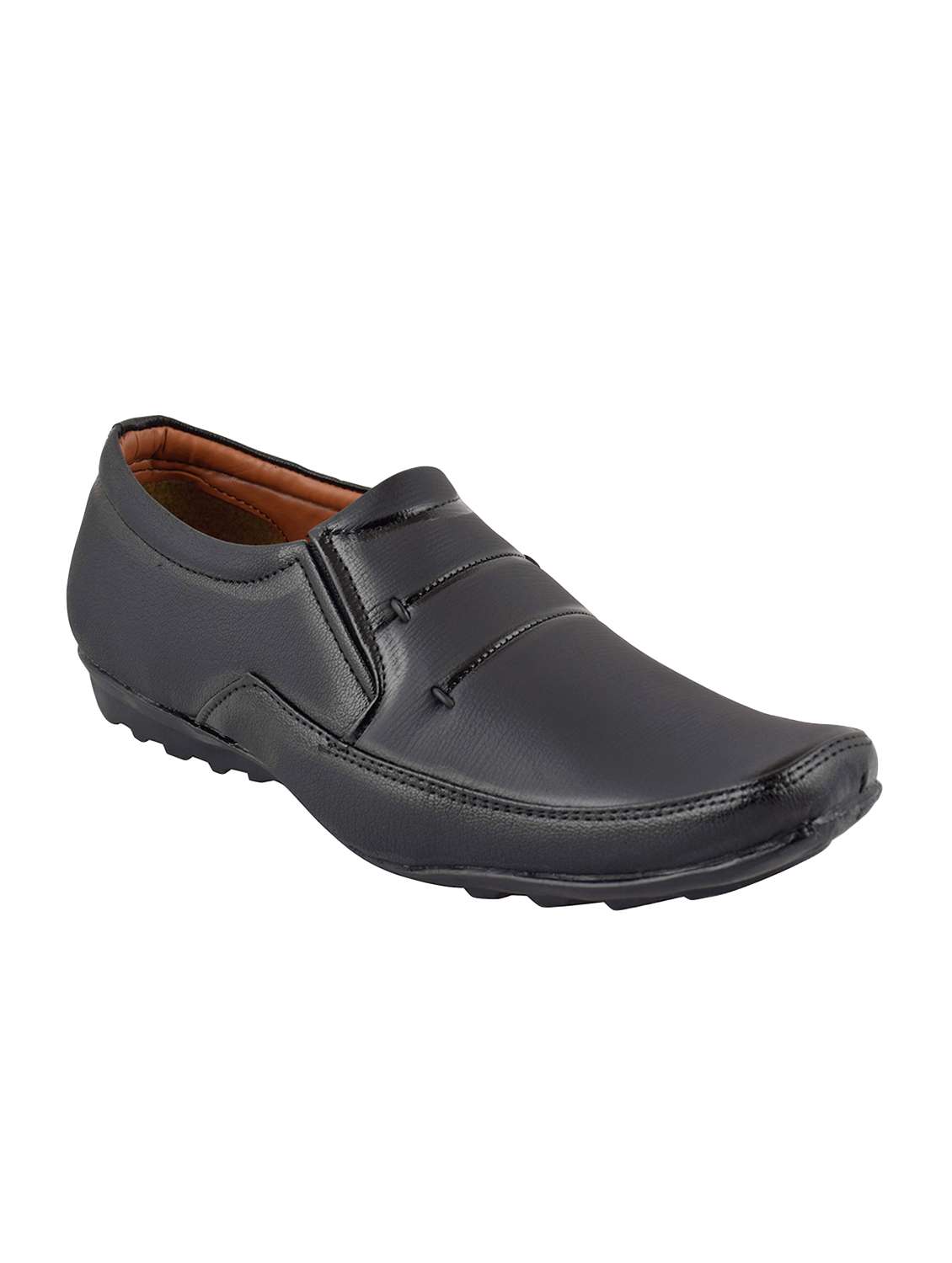 black leatherette formal slip ons