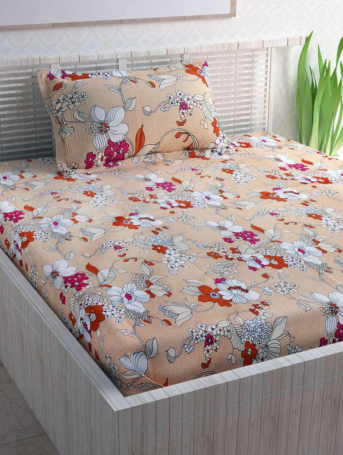 100% cotton 120tc single bedsheet with 1 pillow cover