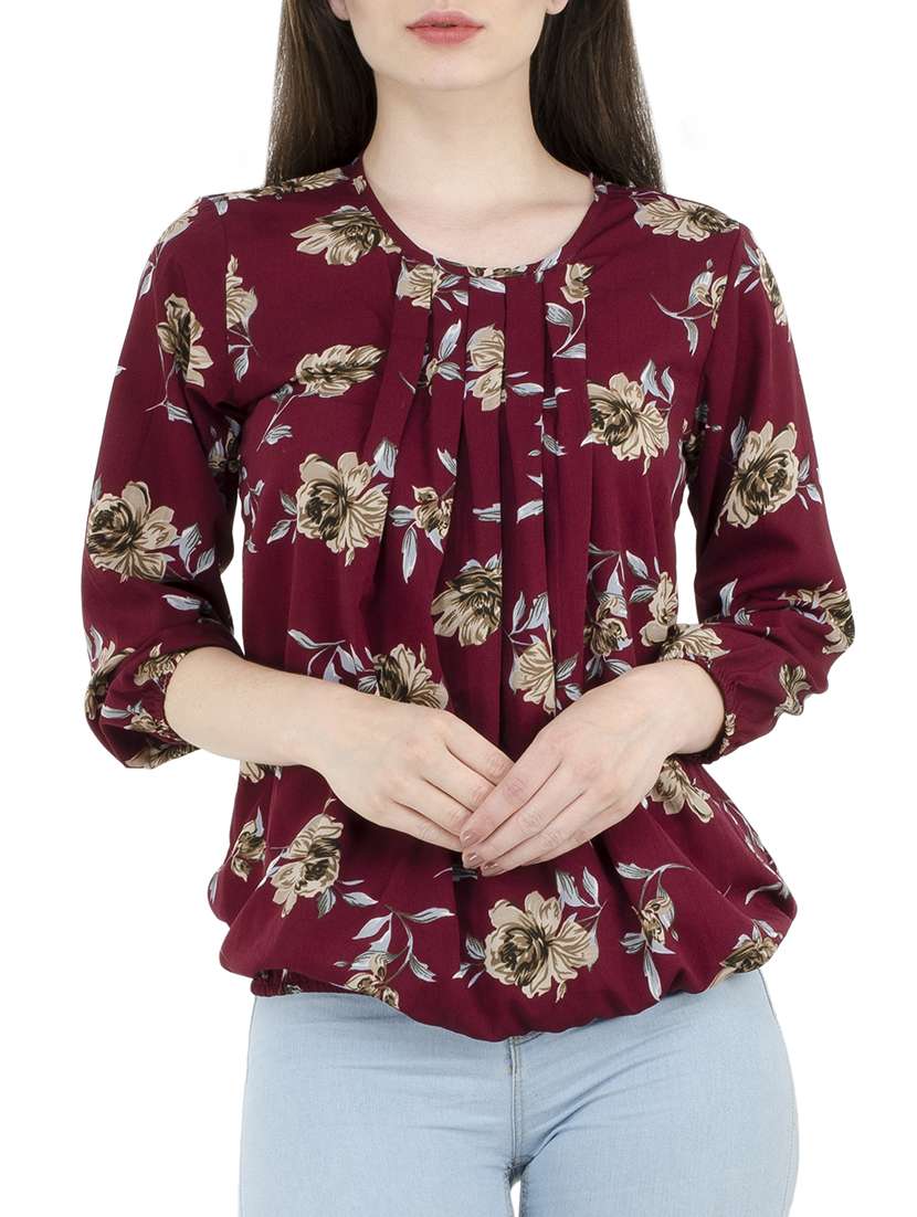 women's blouson round neck top