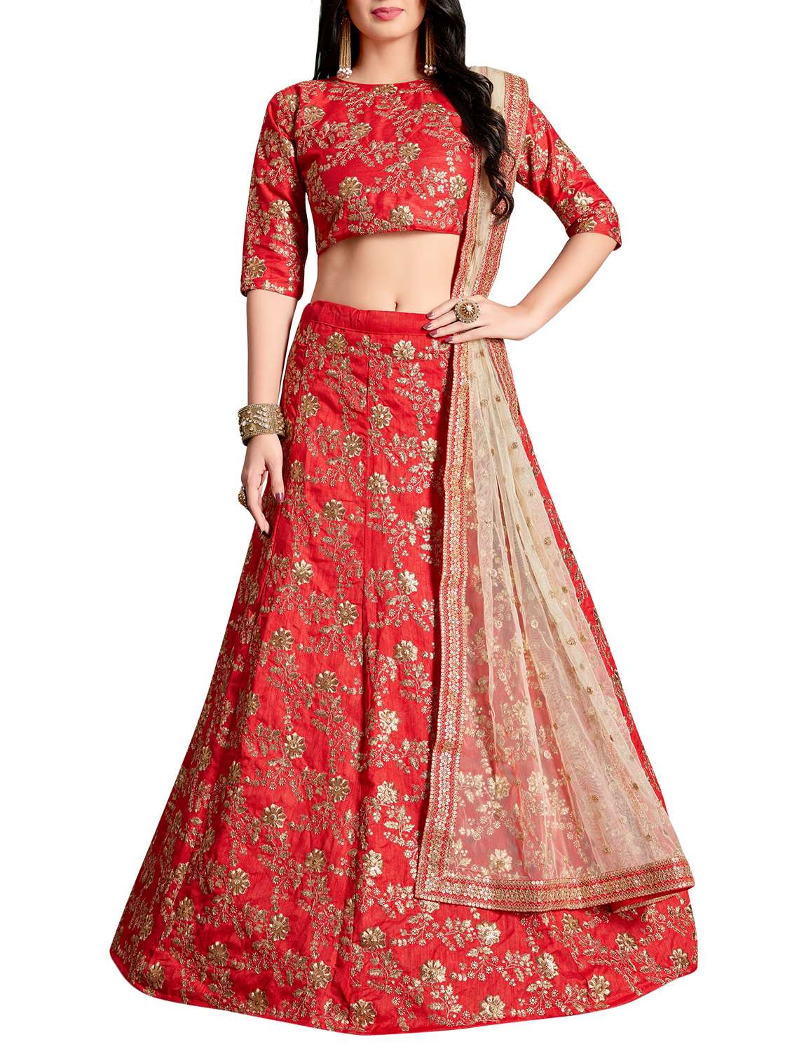 embroidered a-line lehenga
