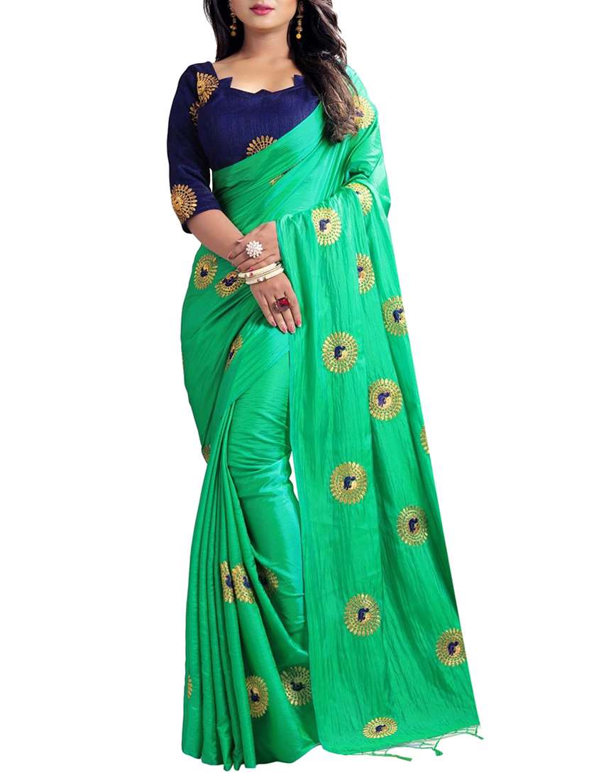 peacock embroidered saree with tassels