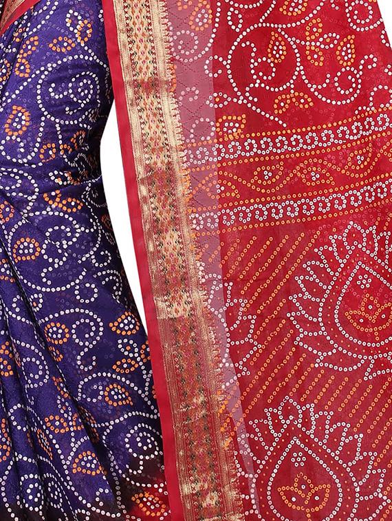contrast border bandhani saree with blouse - 15378333 - Standard Image - 2
