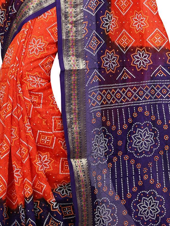 contrast border bandhani saree with blouse - 15378353 - Standard Image - 2