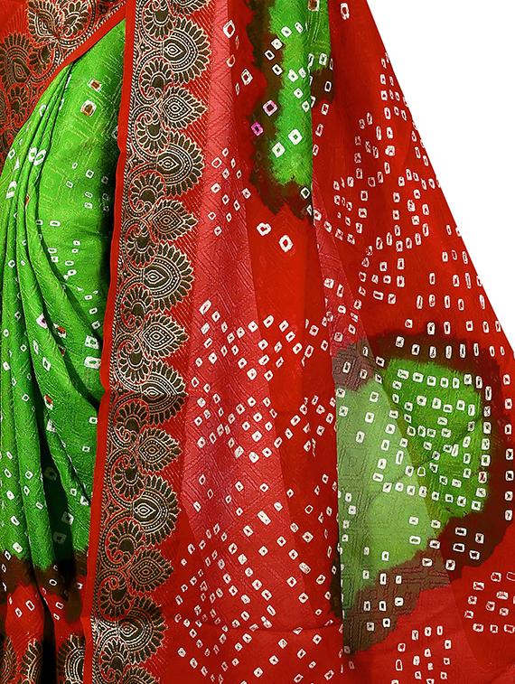 contrast border bandhani saree with blouse - 15378415 - Standard Image - 2