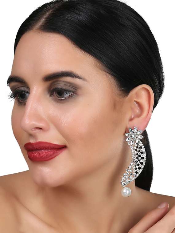 silver tone stone earrings