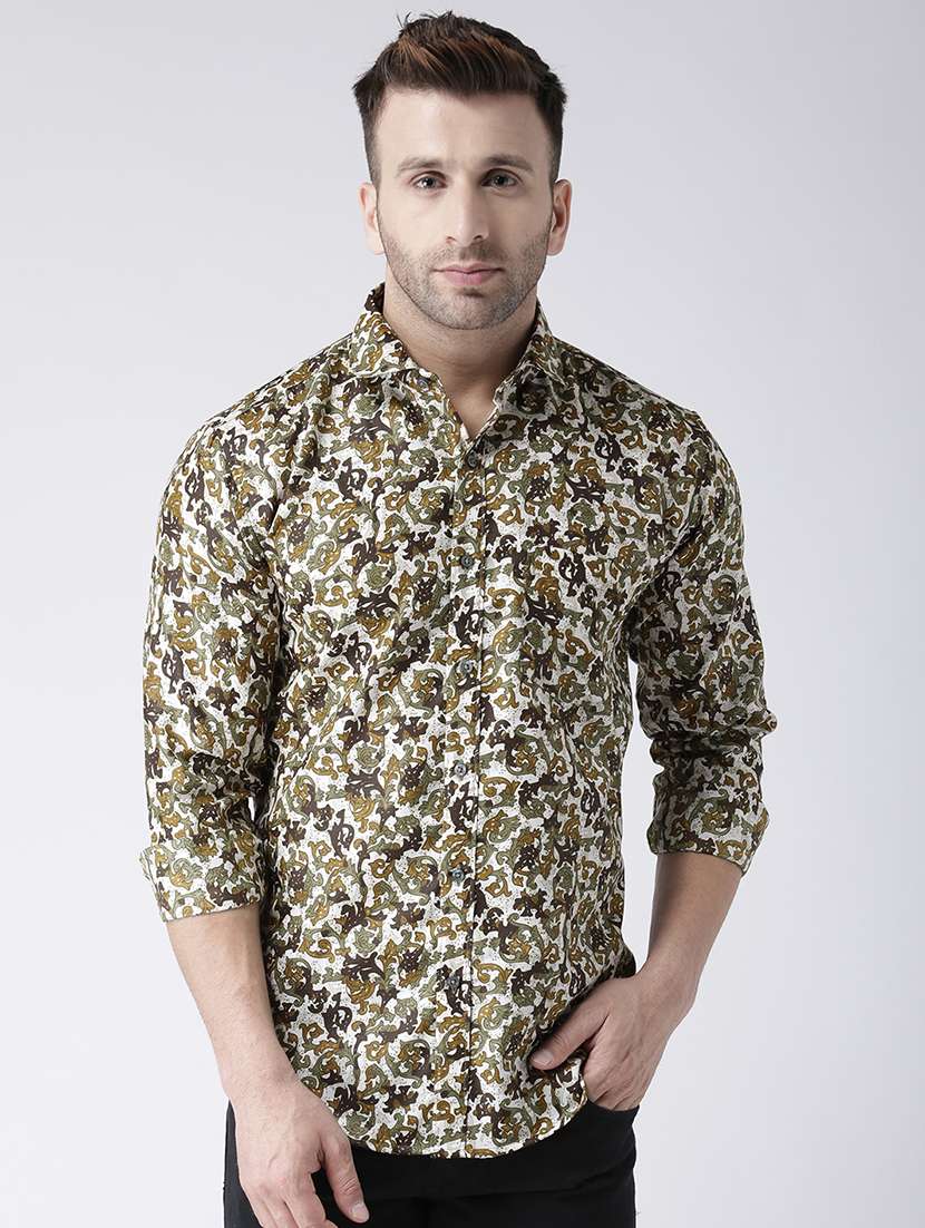 men pmulti colored printed casual shirt