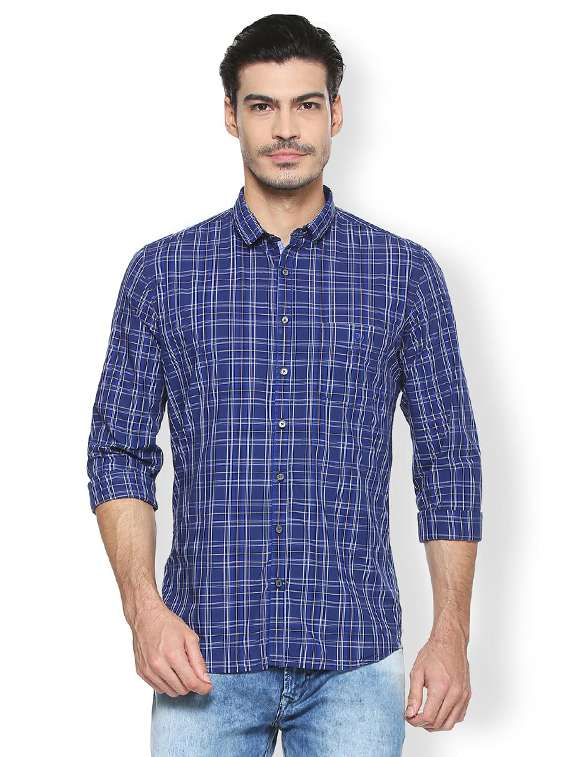 blue cotton casual shirt