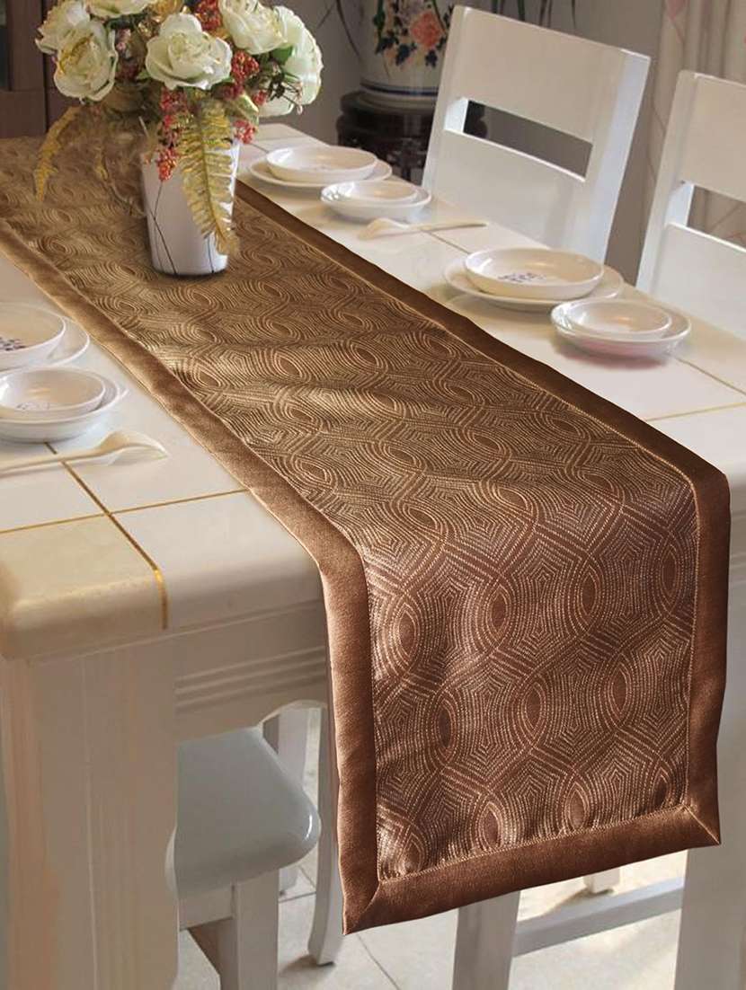 jacquard design table runner with polyester border (size: 16"x72"), single piece