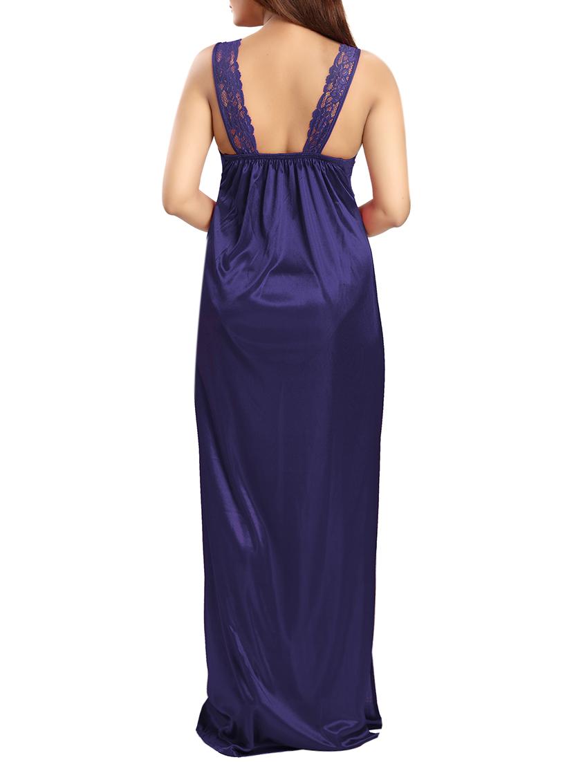 lace panel solid nighty - 15385167 - Standard Image - 2