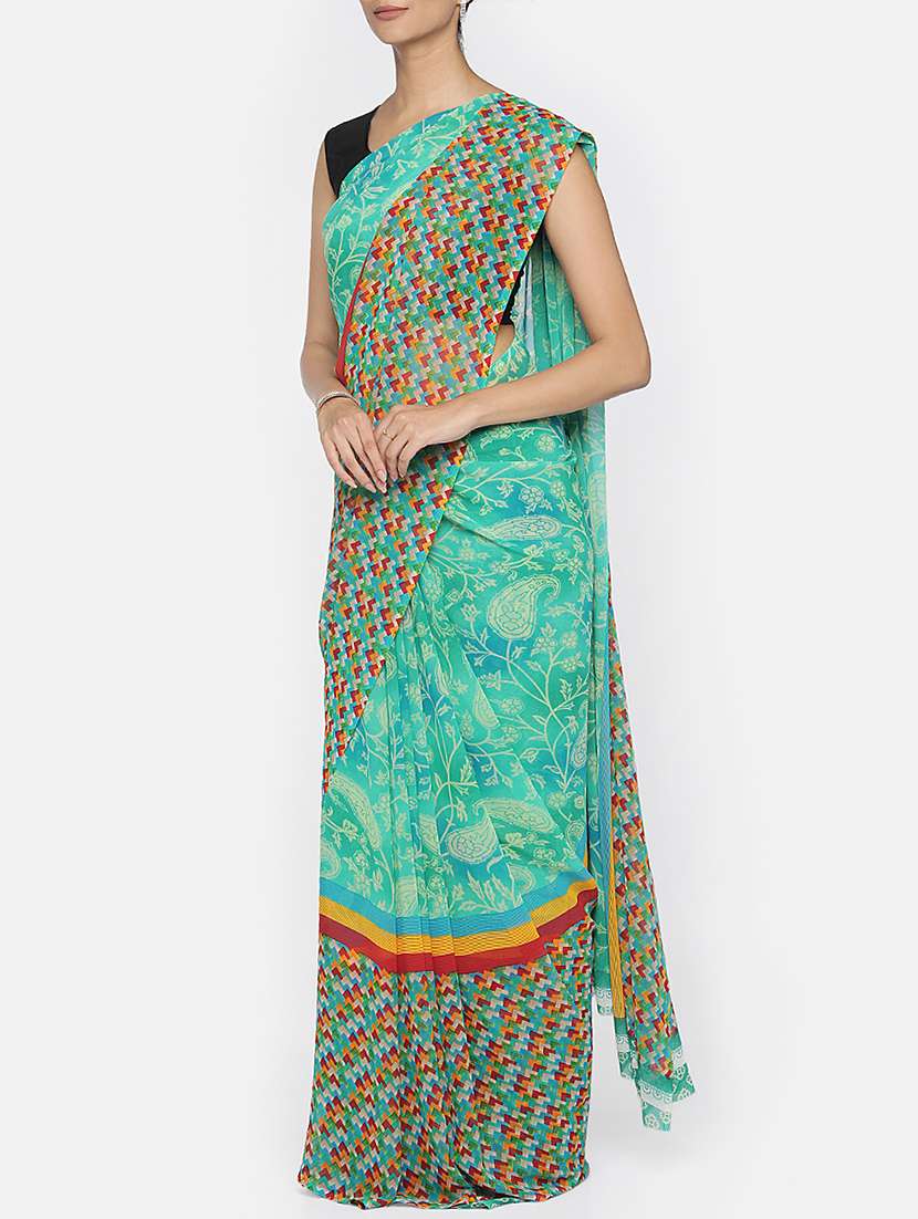 paisley printed saree with blouse